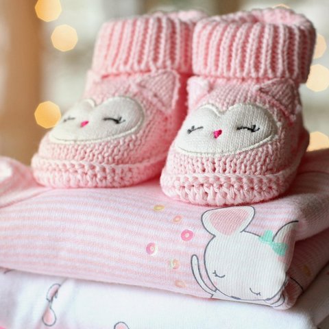 Pink knit booties